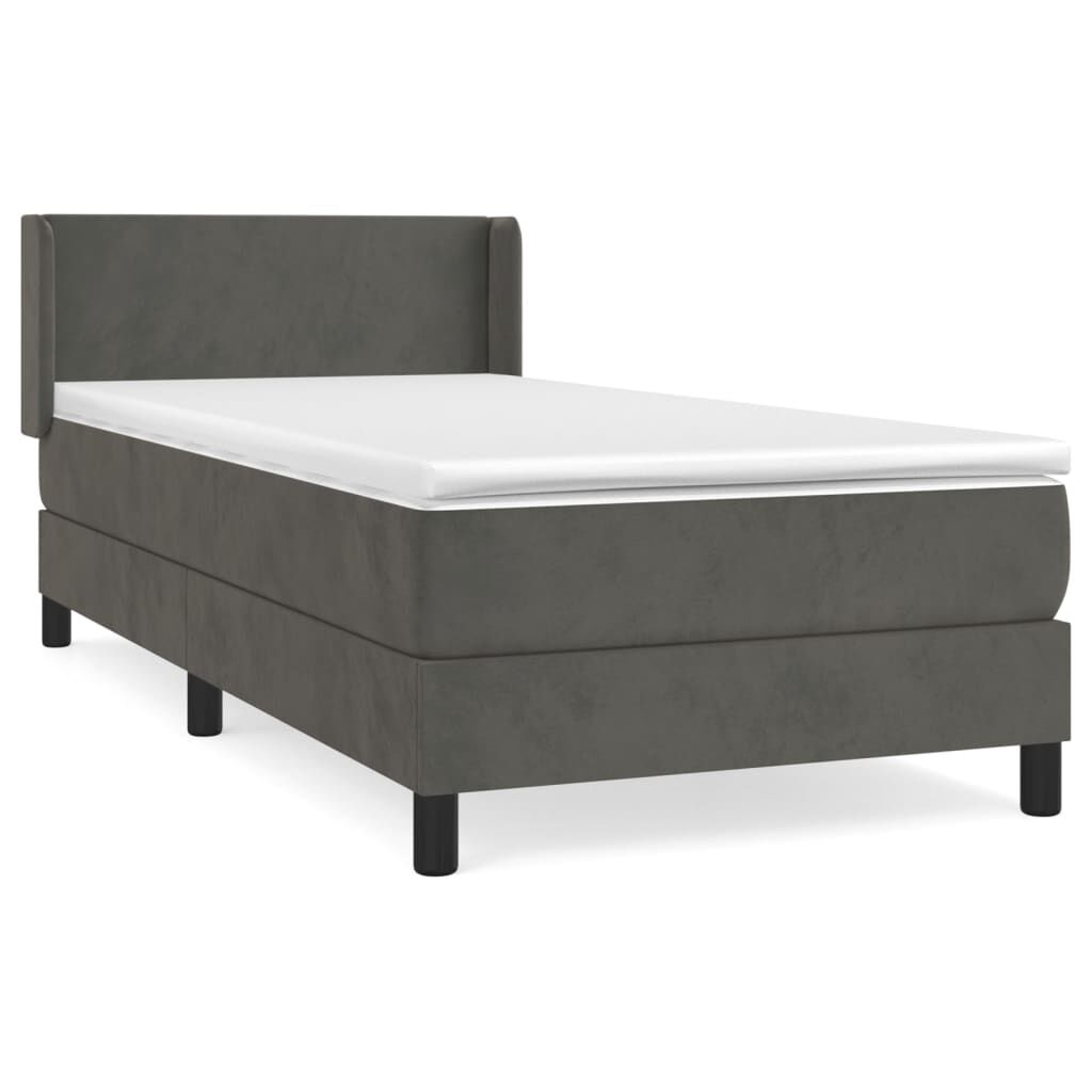 vidaXL Κρεβάτι Boxspring με Στρώμα Σκούρο Γκρι 100x200 εκ. Βελούδινο