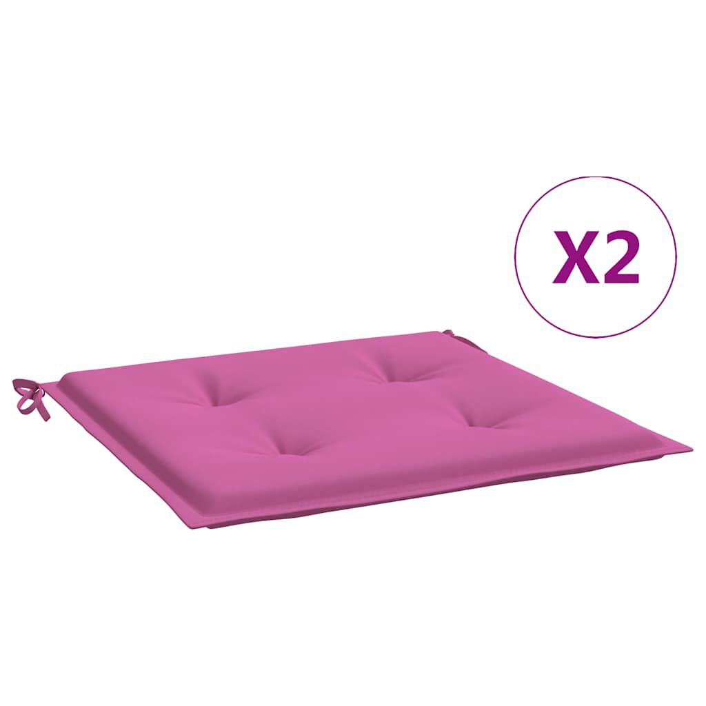 vidaXL Μαξιλάρια Καρέκλας Κήπου 2 τεμ. Ροζ 40x40x4 εκ. Υφασμάτινα