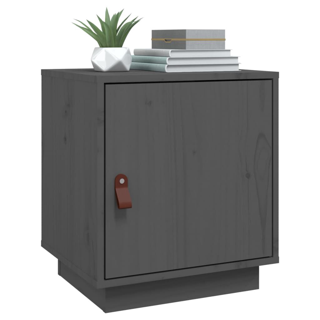 vidaXL Κομοδίνο Γκρι 40 x 34 x 45 εκ. από Μασίφ Ξύλο Πεύκου