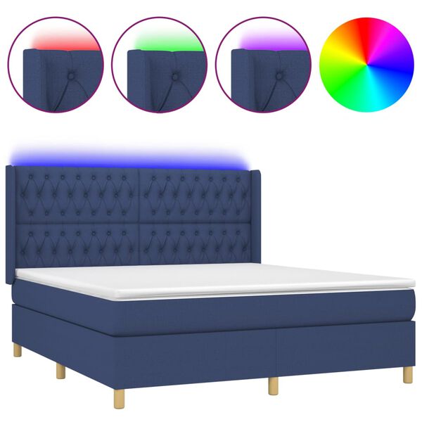 vidaXL &Kappa;&rho;&epsilon;&beta;ά&tau;&iota; Boxspring &mu;&epsilon; &Sigma;&tau;&rho;ώ&mu;&alpha; & LED &Mu;&pi;&lambda;&epsilon; 180x200 &epsilon;&kappa;. &Upsilon;&phi;&alpha;&sigma;&mu;ά&tau;&iota;&nu;&omicron;