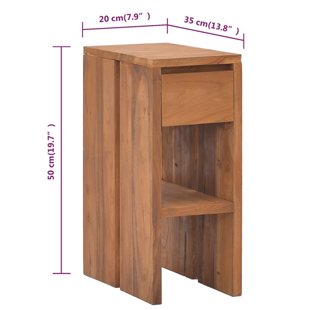 vidaXL Κομοδίνο 20 x 35 x 50 εκ. από Μασίφ Ξύλο Teak