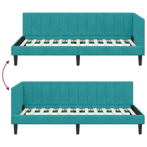 vidaXL Κρεβάτι Γωνίας με κεφαλάρι Τιρκουάζ 100 x 200 cm Βελούδο