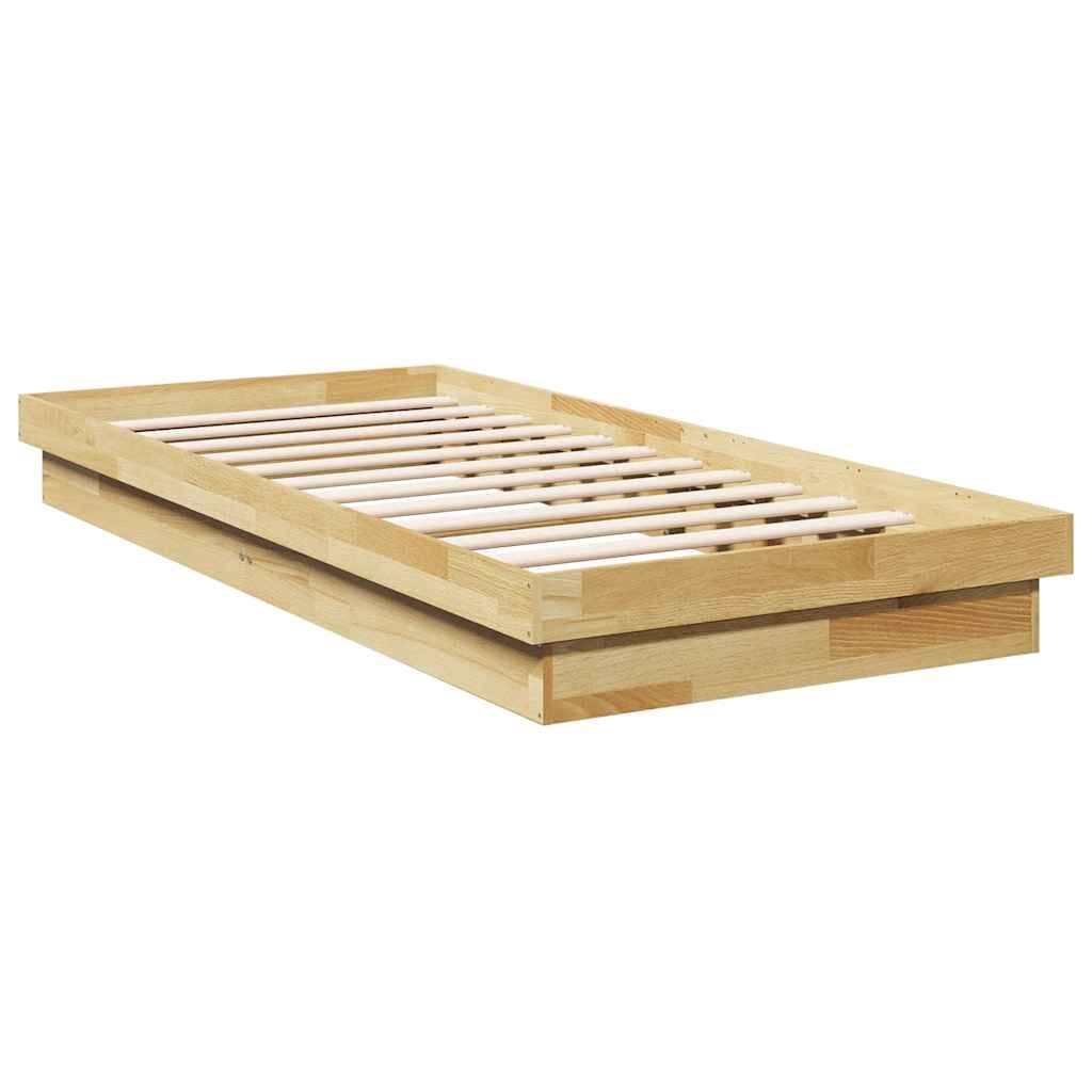 vidaXL Πλαίσιο κρεβατιού χωρίς στρώμα 75x190 cm Στερεό ξύλο δρυός