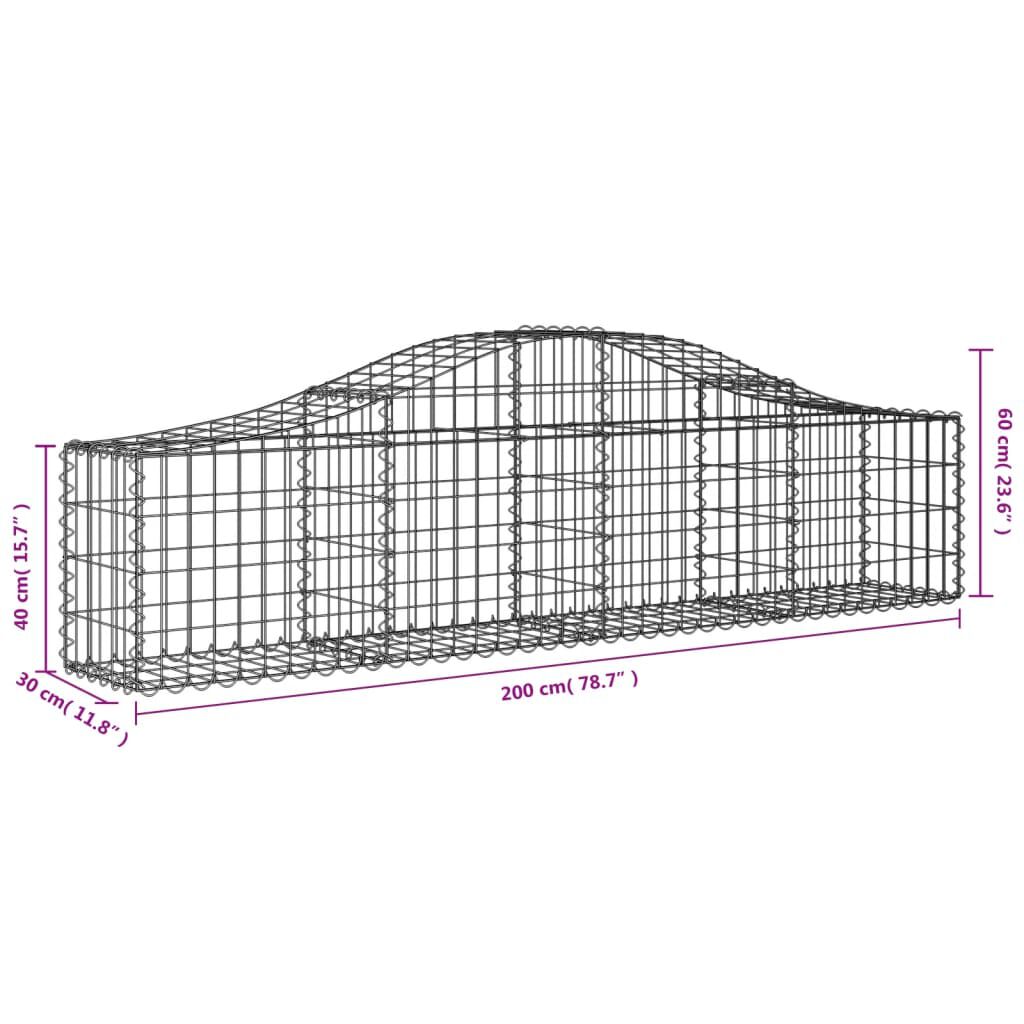 vidaXL Συρματοκιβώτια Τοξωτά 18 τεμ. 200x30x40/60 εκ. Γαλβαν. Ατσάλι