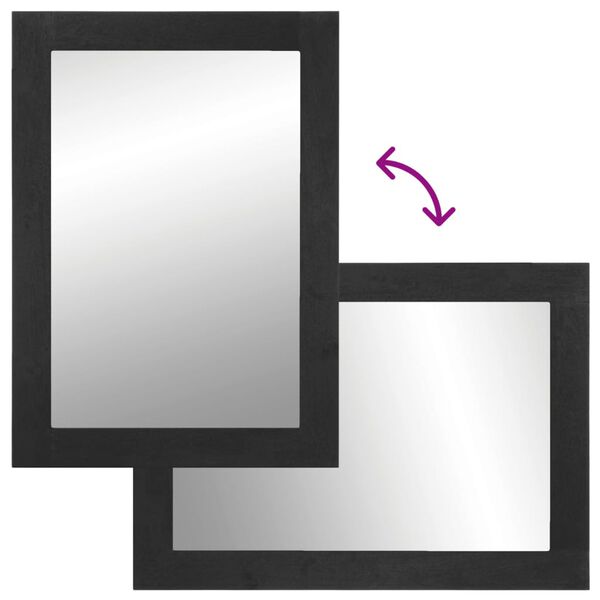 vidaXL Καθρέφτης Μπάνιου Μαύρος 50x70x2,5 εκ. Επεξ. Ξύλο/Oρείχαλκος