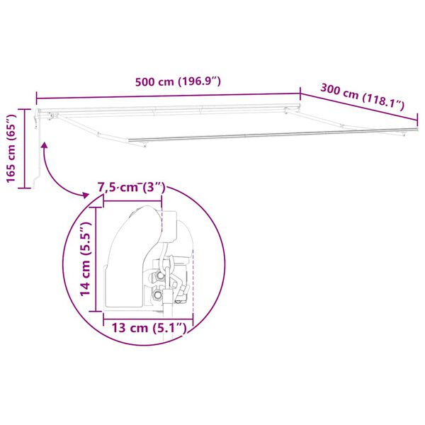vidaXL Τέντα Πτυσσόμενη Αυτόματη Καφέ 500x300 εκ.