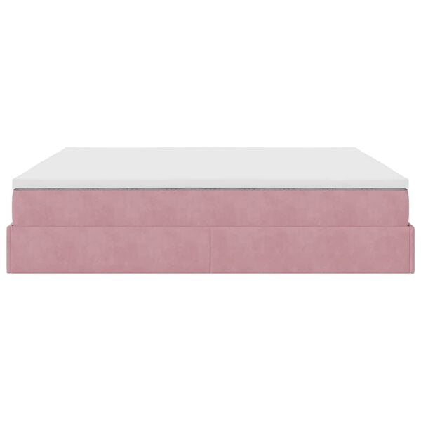 vidaXL Οθωμανικό κρεβάτι με στρώμα ροζ 160x200cm Βελούδο