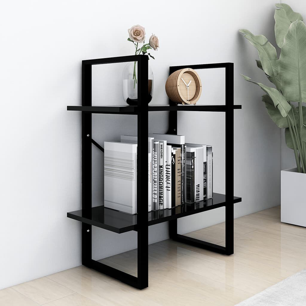 vidaXL Βιβλιοθήκη με 2 Ράφια Μαύρη 60 x 30 x 70 εκ. από Επεξ. Ξύλο