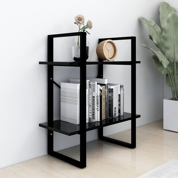 vidaXL Βιβλιοθήκη με 2 Ράφια Μαύρη 60 x 30 x 70 εκ. από Επεξ. Ξύλο