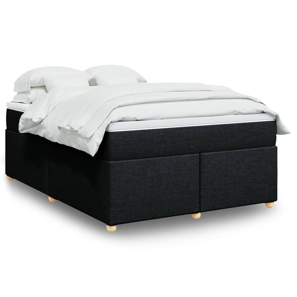 vidaXL Κρεβάτι Boxspring με Στρώμα Μαύρο 140x190 εκ. Υφασμάτινο