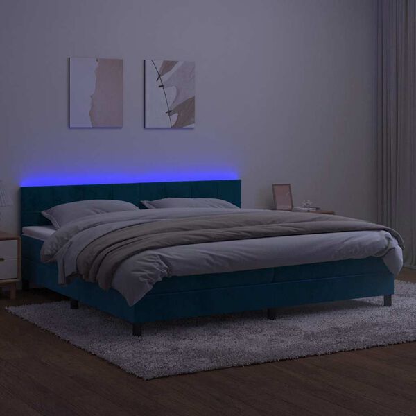 vidaXL &Kappa;&rho;&epsilon;&beta;ά&tau;&iota; Boxspring &mu;&epsilon; &Sigma;&tau;&rho;ώ&mu;&alpha; & LED &Sigma;&kappa;. &Mu;&pi;&lambda;&epsilon; 200x200&epsilon;&kappa;. &Beta;&epsilon;&lambda;&omicron;ύ&delta;&iota;&nu;&omicron;