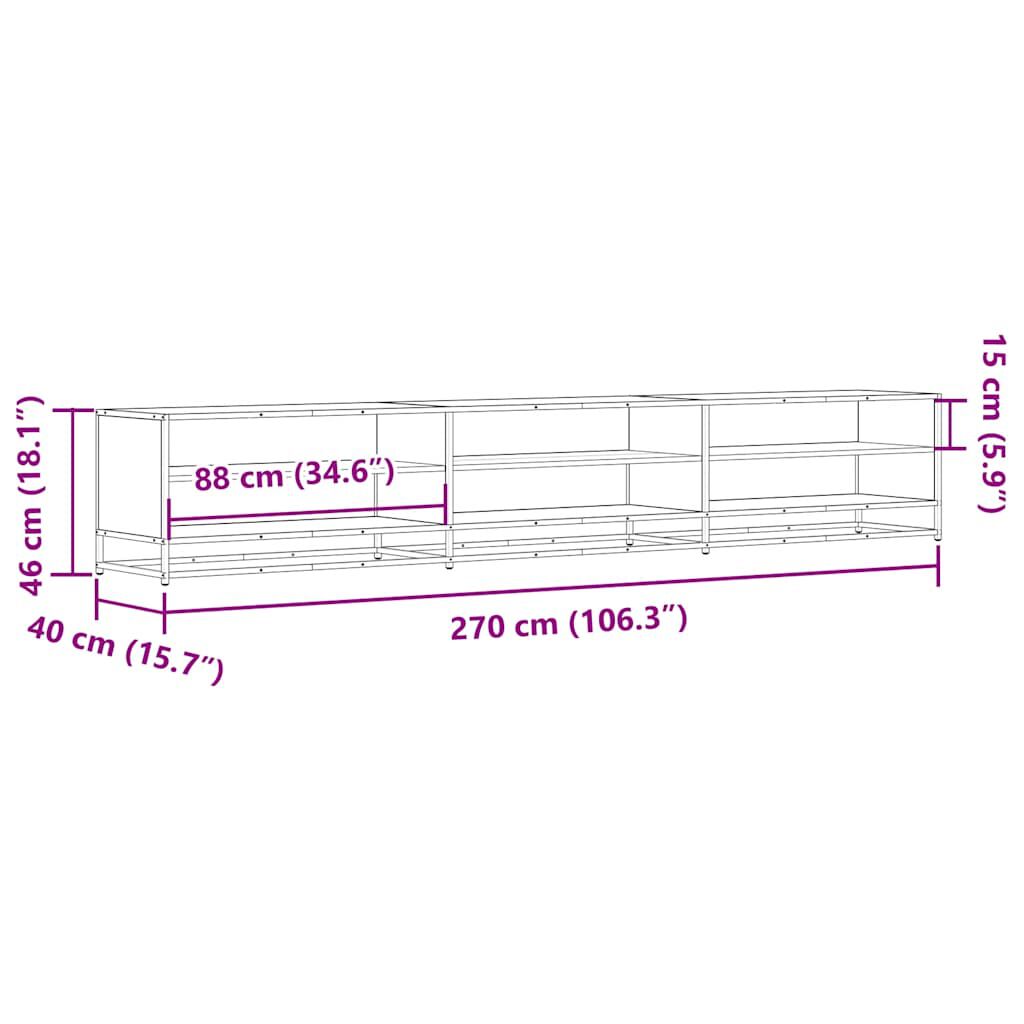 ντουλάπι τηλεόρασης vidaXL Μαύρο 270x40x46 cm Κατασκευασμένο ξύλο