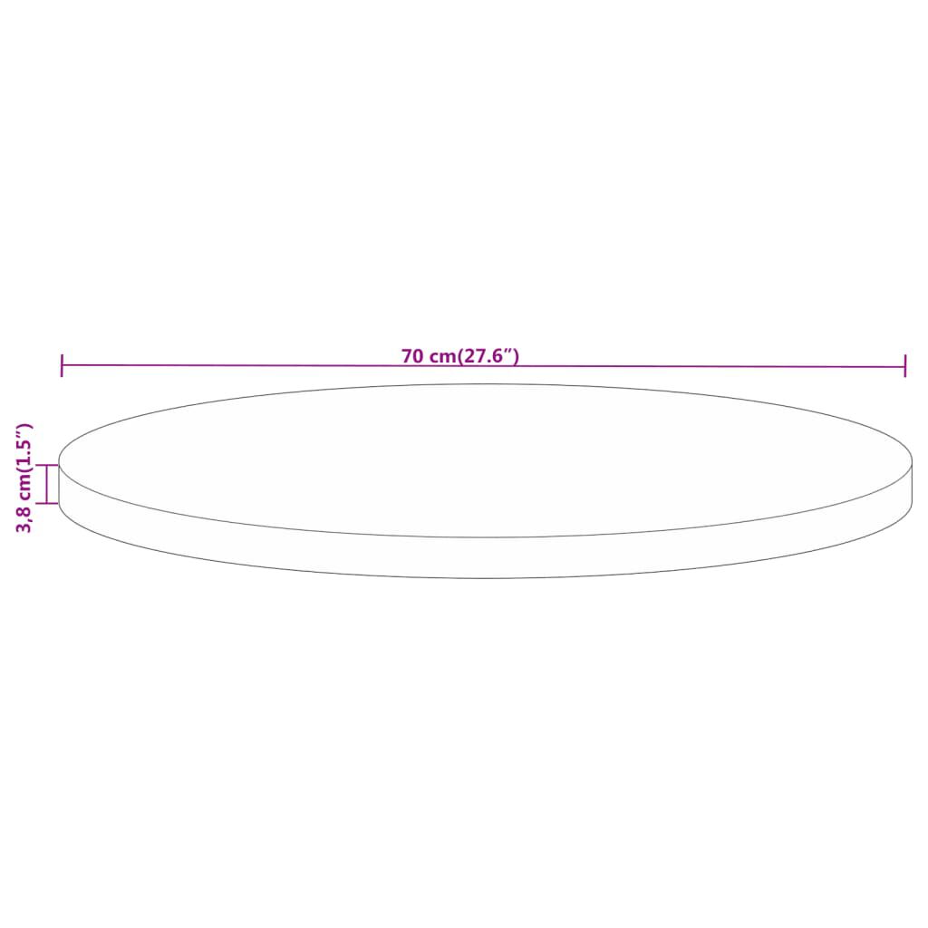 vidaXL Επιφάνεια Τραπεζιού Στρογγυλή Ø70x3,8εκ Μασίφ Ακατ. Ξύλο Μάνγκο