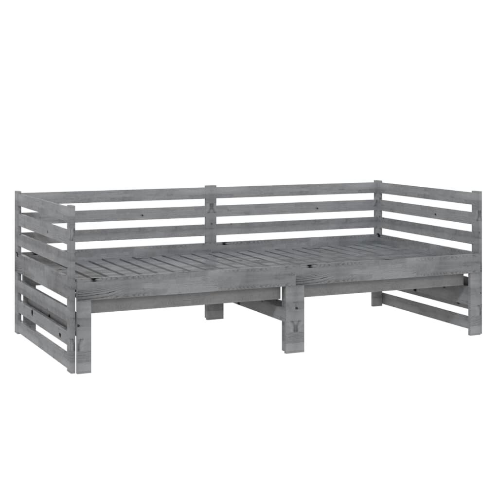 vidaXL Καναπές Κρεβάτι Γκρι 2 x (90 x 200) εκ. από Μασίφ Ξύλο Πεύκου