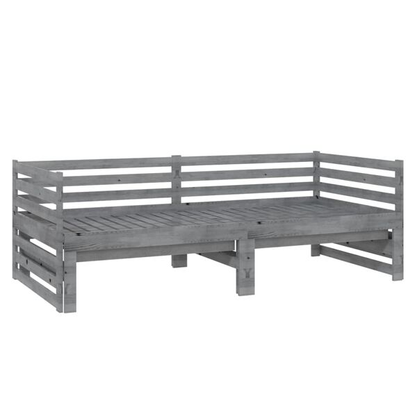 vidaXL Καναπές Κρεβάτι Γκρι 2 x (90 x 200) εκ. από Μασίφ Ξύλο Πεύκου