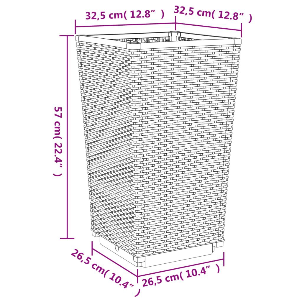 vidaXL Ζαρντινιέρες Κήπου 2 τεμ. Καφέ 32,5x32,5x57 εκ. Πολυπροπυλένιο