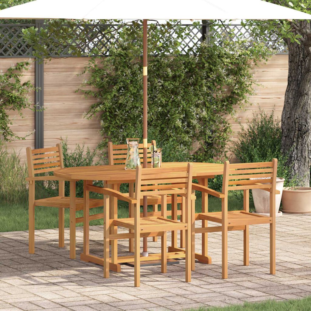 vidaXL Σέτ φαγητού για κήπο 5 pcs Καστανό Μασίφ ξύλο teak