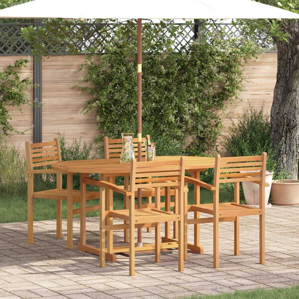 vidaXL Σέτ φαγητού για κήπο 5 pcs Καστανό Μασίφ ξύλο teak