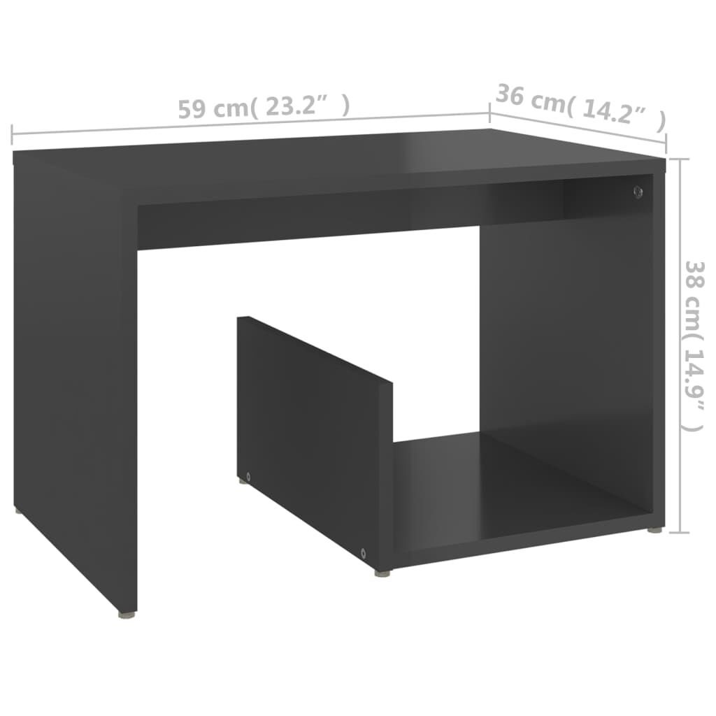 vidaXL Τραπέζι Βοηθητικό Γυαλιστερό Γκρι 59 x 36 x 38 εκ. Μοριοσανίδα