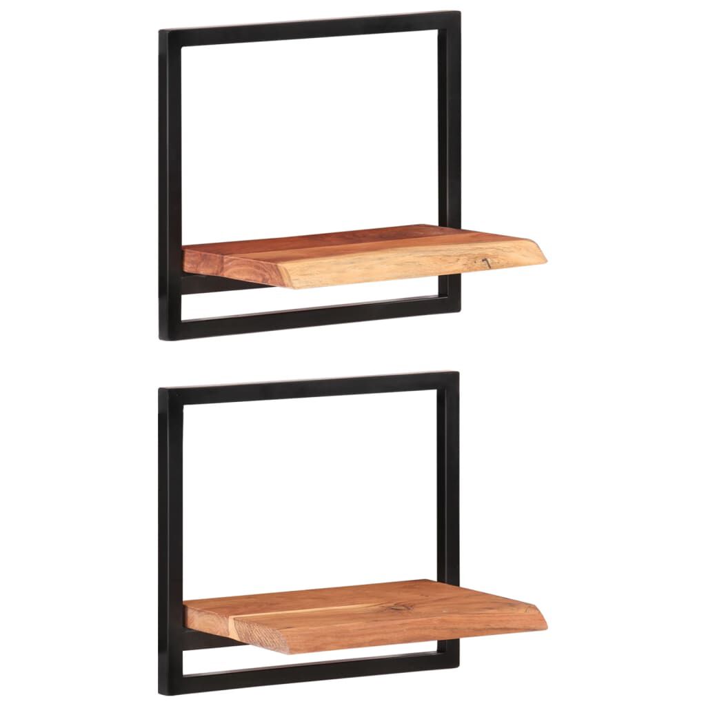 vidaXL Ράφια Τοίχου 2 Τεμ. 40x24x35 εκ. Μασίφ Ξύλο Ακακίας & Ατσάλι