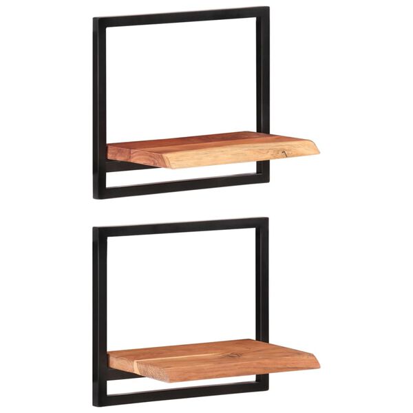 vidaXL Ράφια Τοίχου 2 Τεμ. 40x24x35 εκ. Μασίφ Ξύλο Ακακίας & Ατσάλι