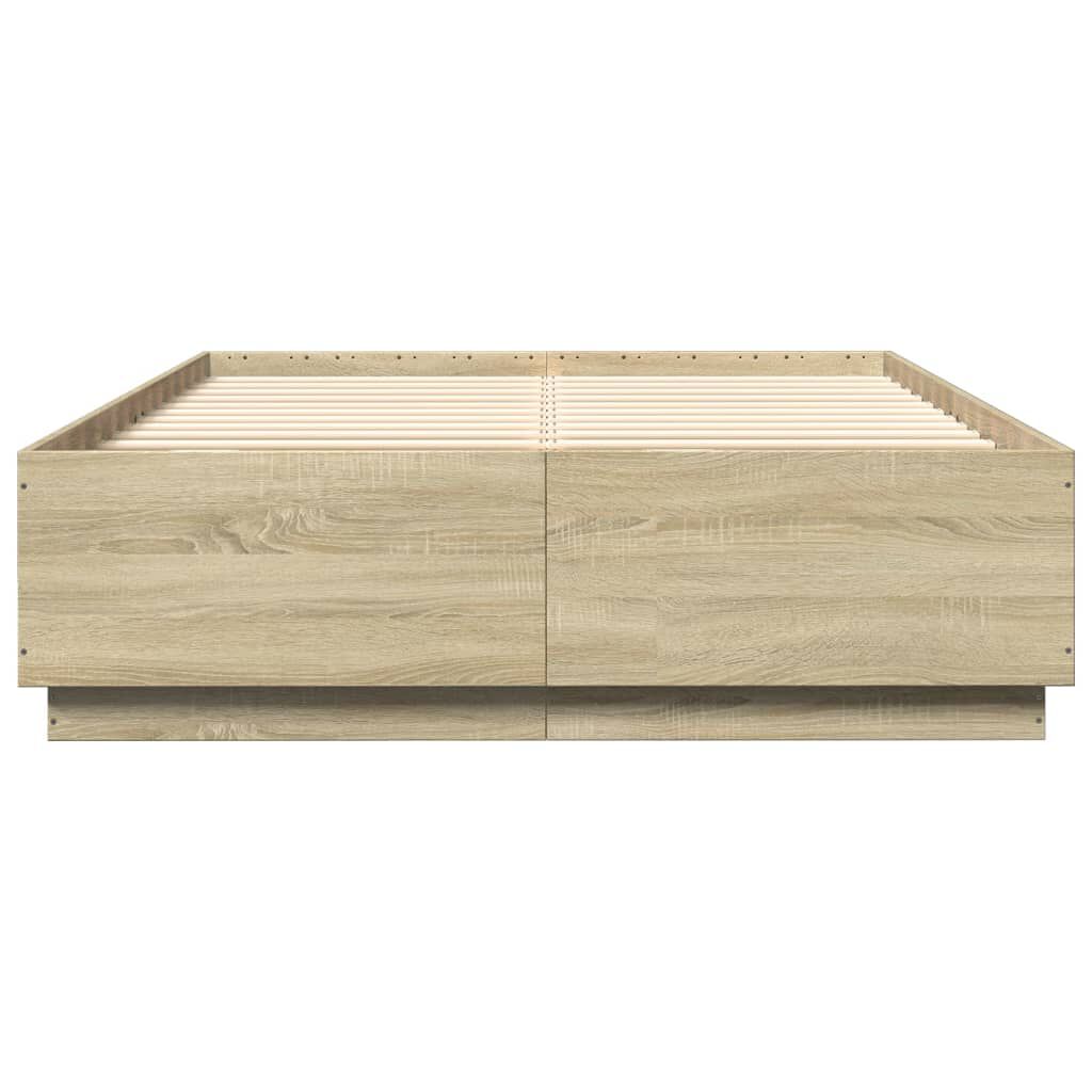 vidaXL Πλαίσιο Κρεβατιού με LED Sonoma Δρυς 150x200εκ. Επεξ. Ξύλο