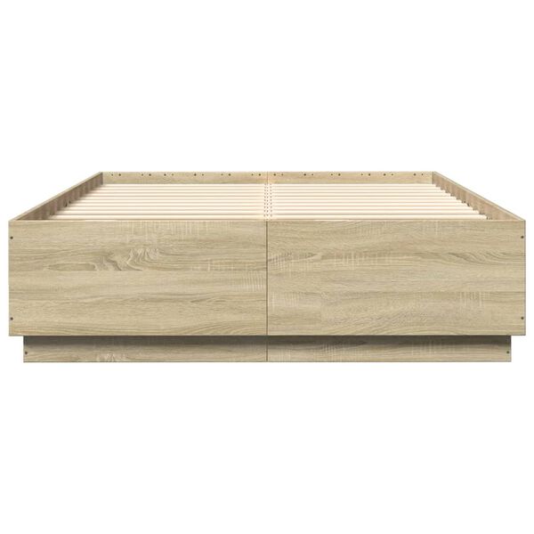 vidaXL Πλαίσιο Κρεβατιού με LED Sonoma Δρυς 150x200εκ. Επεξ. Ξύλο
