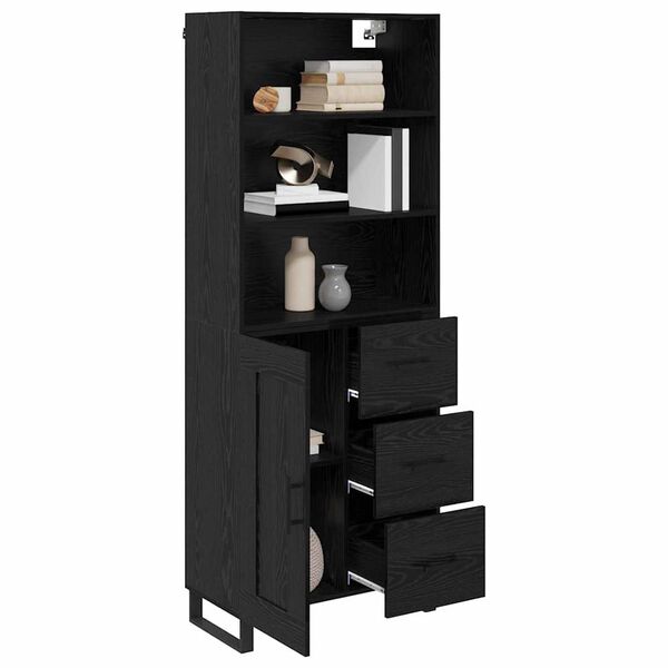 vidaXL Highboard &Mu;&alpha;ύ&rho;&eta; &Omicron;&xi;&upsilon;ά 69,5 x 34 x 180 &epsilon;&kappa;. &Epsilon;&pi;&epsilon;&xi;&epsilon;&rho;&gamma;&alpha;&sigma;&mu;έ&nu;&omicron; &xi;ύ&lambda;&omicron;