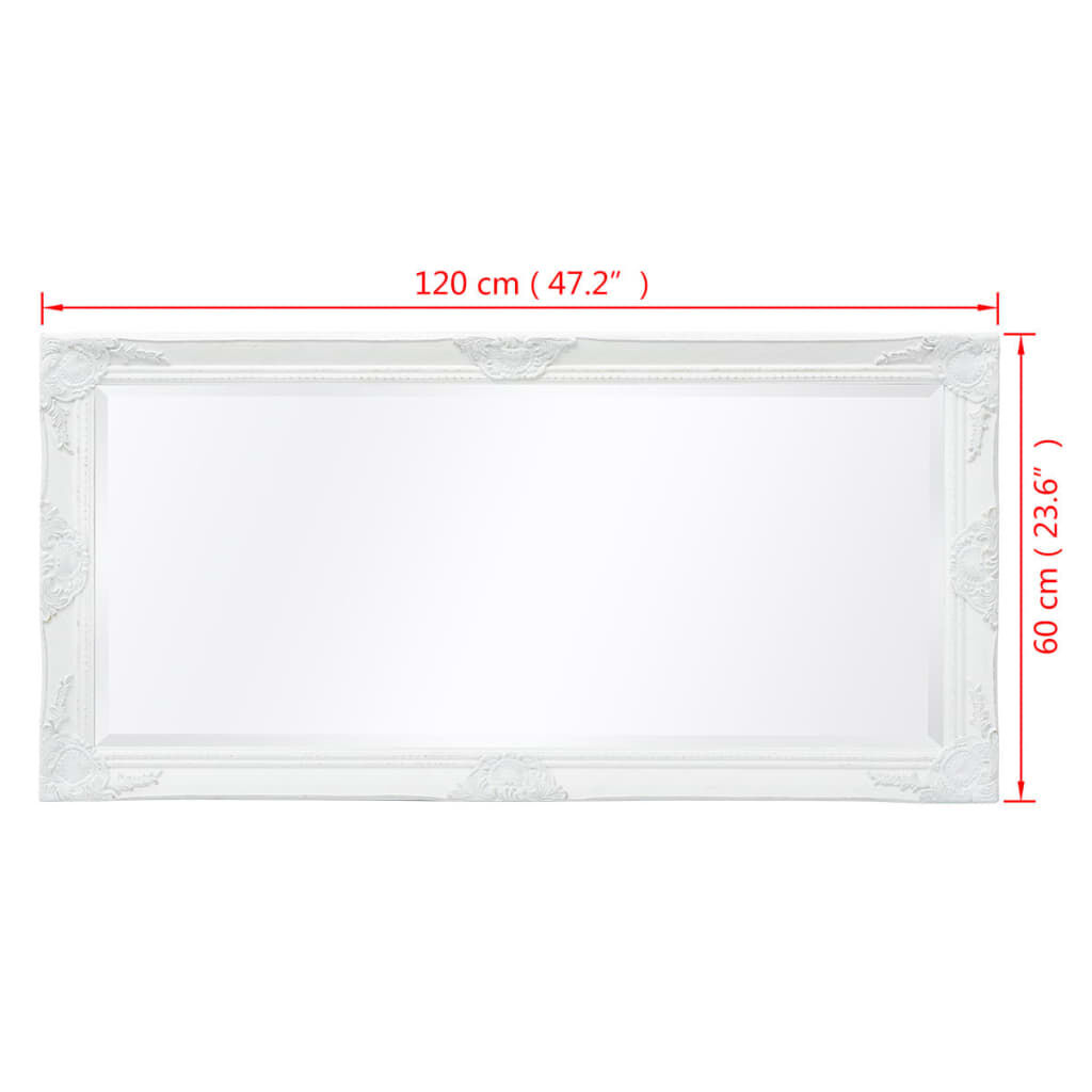 vidaXL Καθρέφτης Τοίχου με Μπαρόκ Στιλ Λευκός 120 x 60 εκ.