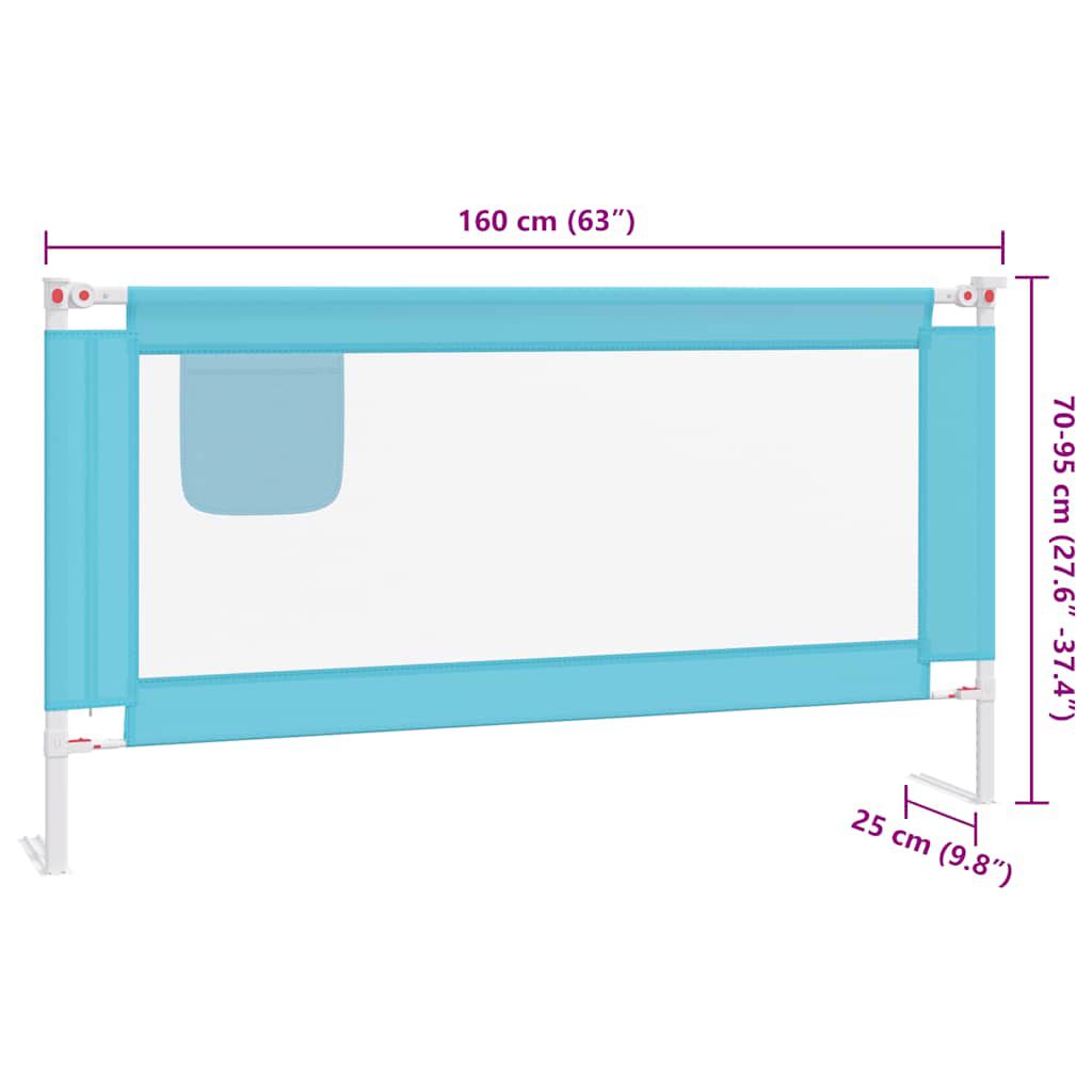 vidaXL Μπάρα Κρεβατιού Προστατευτική Μπλε 160 x 25 εκ. Υφασμάτινη