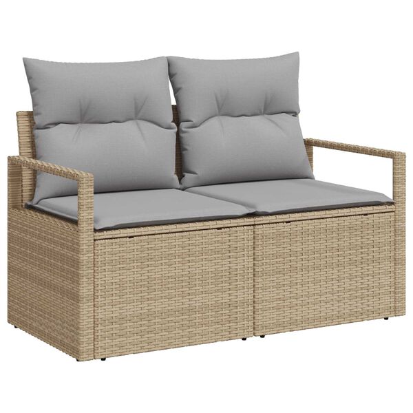 vidaXL Σετ Καναπέ Κήπου με αποθήκευση 9 pcs Μπεζ Πολυ ράταν
