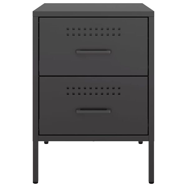 vidaXL Κομοδίνα 2 τεμ. Μαύρα 36x39x50,5 εκ. Χάλυβα