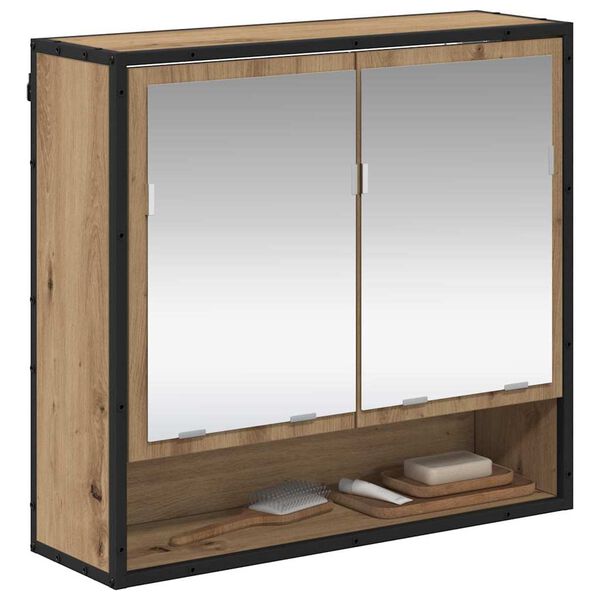 vidaXL Καθρέφτης Ντουλάπα Μπάνιου με ράφι artisan δρυς 65 x 20 x 60 εκ