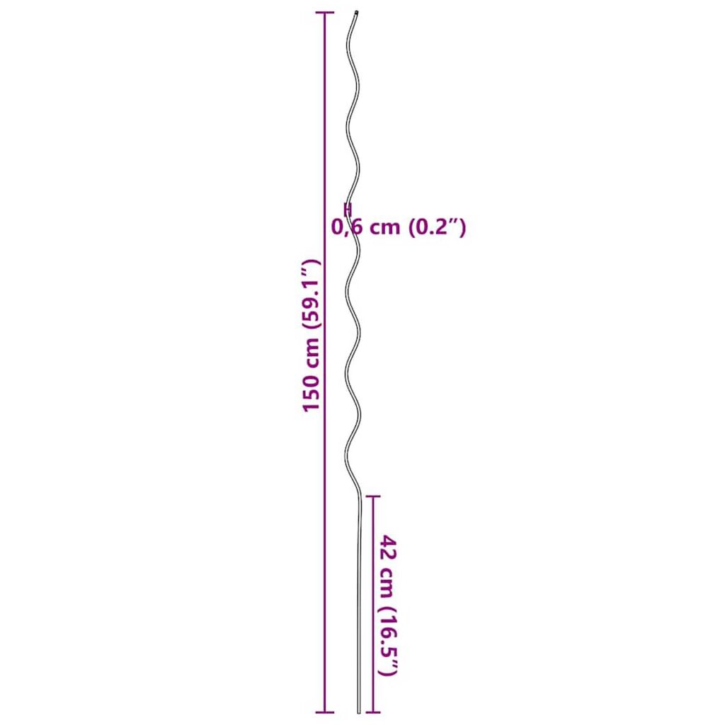 vidaXL Σπειροειδή στηρίγματα φυτών 5 pcs Ασημί 150 cm