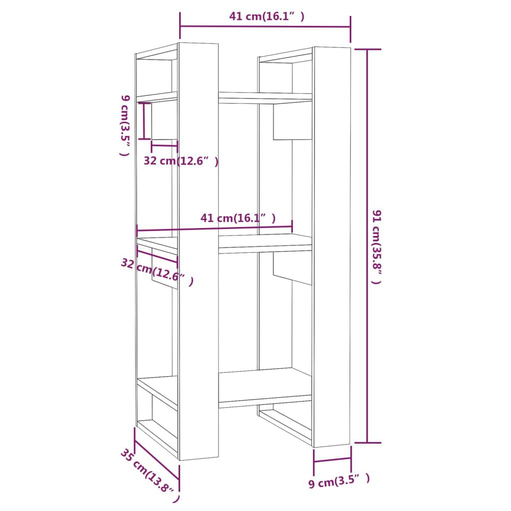 vidaXL Βιβλιοθήκη/Διαχωριστικό Χώρου Μαύρο 41x35x91 εκ. Μασίφ Πεύκο
