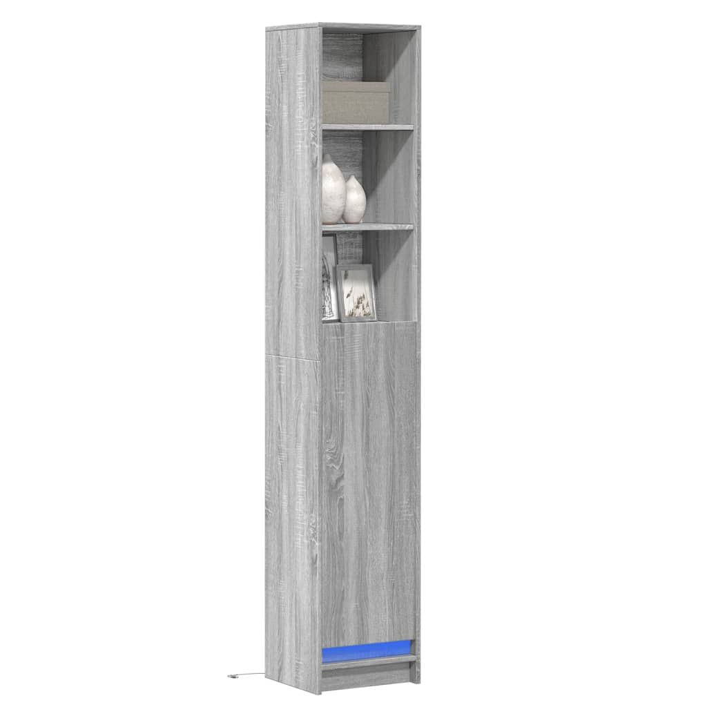 vidaXL Ντουλάπι με Φώτα LED Γκρι Sonoma 36x32,5x200 εκ. Επεξ. Ξύλο