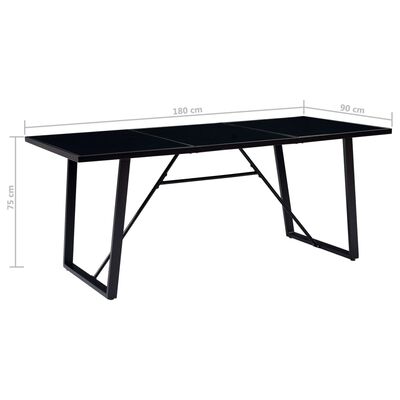 vidaXL Τραπεζαρία Μαύρη 180 x 90 x 75 εκ. από Ψημένο Γυαλί