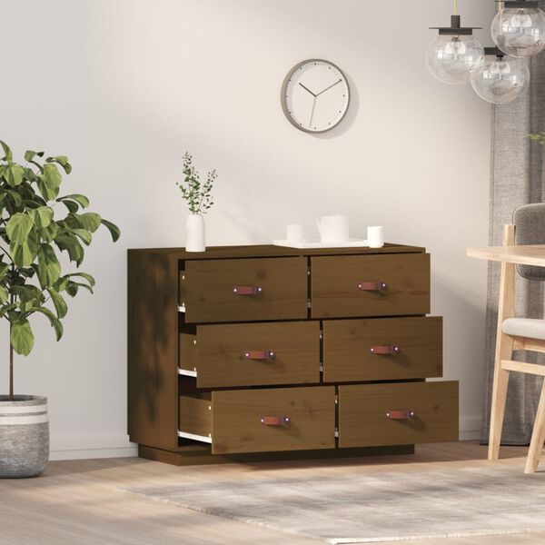 vidaXL Ντουλάπι Καφέ Μελί 100 x 4 x 75 εκ. από Μασίφ Ξύλο Πεύκου