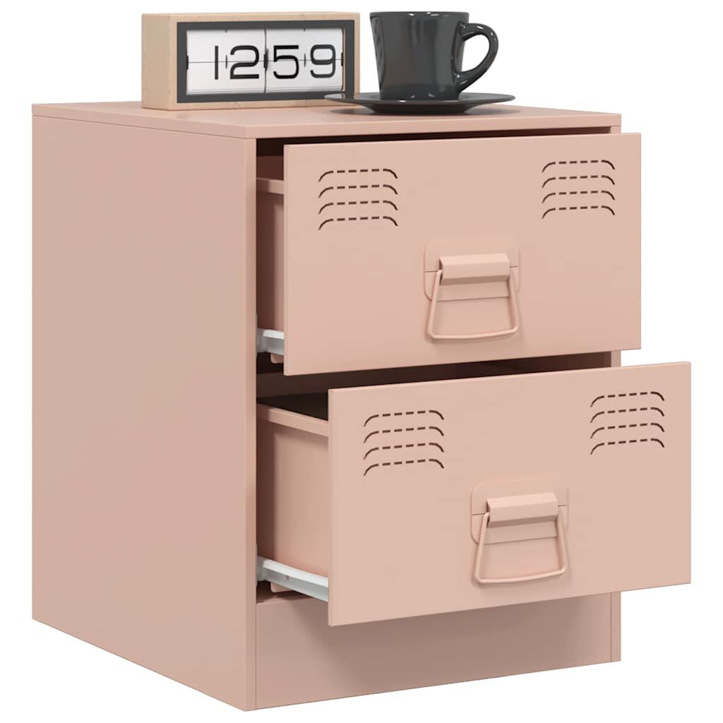vidaXL Κομοδίνο Ροζ 34,5 x 39 x 44 εκ. από Χάλυβα