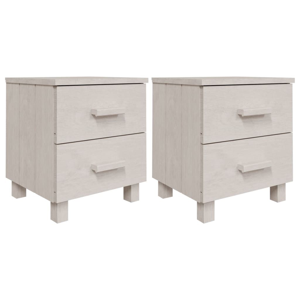 vidaXL Κομοδίνο HAMAR 2 Τεμ. Λευκά 40 x 35 x 44,5εκ. Μασίφ Ξύλο Πεύκου
