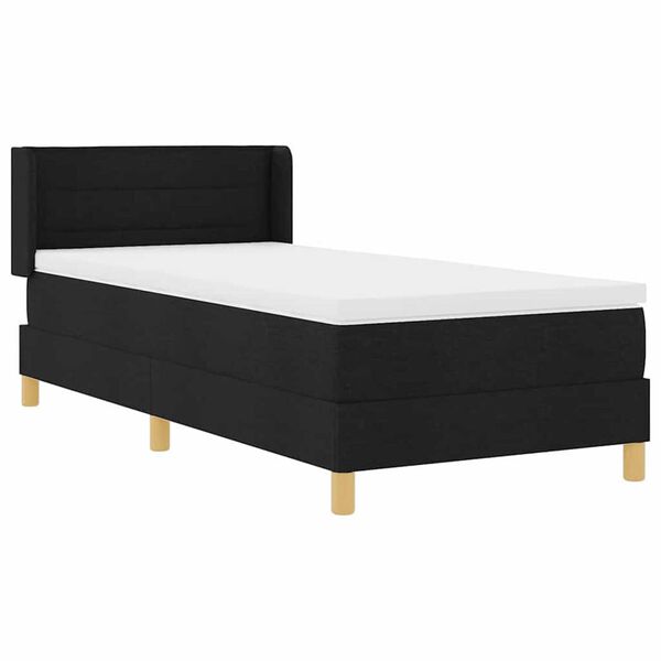 vidaXL Κρεβάτι με ελατήρια Μαύρο και Λευκό 90 x 200 cm ύφασμα