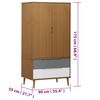 vidaXL Ντουλάπα MOLDE Καφέ 90 x 55 x 175 εκ. από Μασίφ Ξύλο Πεύκου