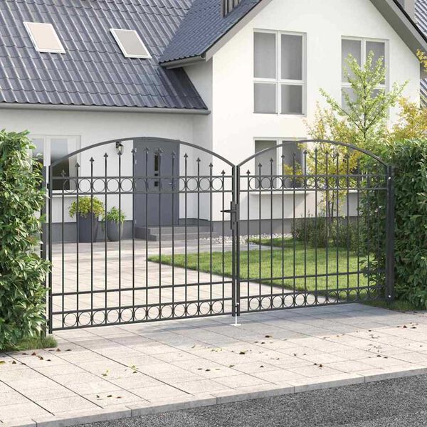 vidaXL Πύλη Φράχτη Άλλο Γκρι 400 x 175 cm Ατσάλι