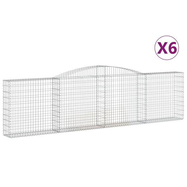 vidaXL Συρματοκιβώτια Τοξωτά 6 τεμ. 400x30x100/120 εκ. Γαλβαν. Ατσάλι