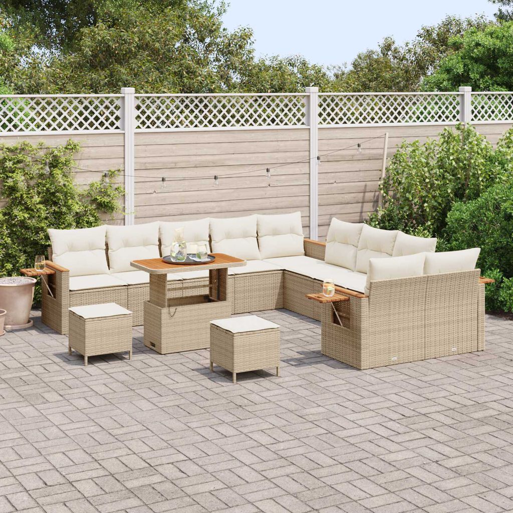 vidaXL Σετ Καναπέ Κήπου 13 pcs μπεζ και κρεμ 90 x 55 x 71 cm