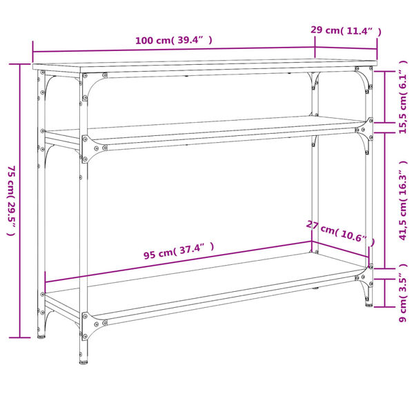 vidaXL Τραπέζι Κονσόλα Καφέ Δρυς 100x29x75 εκ. Επεξεργασμένο Ξύλο