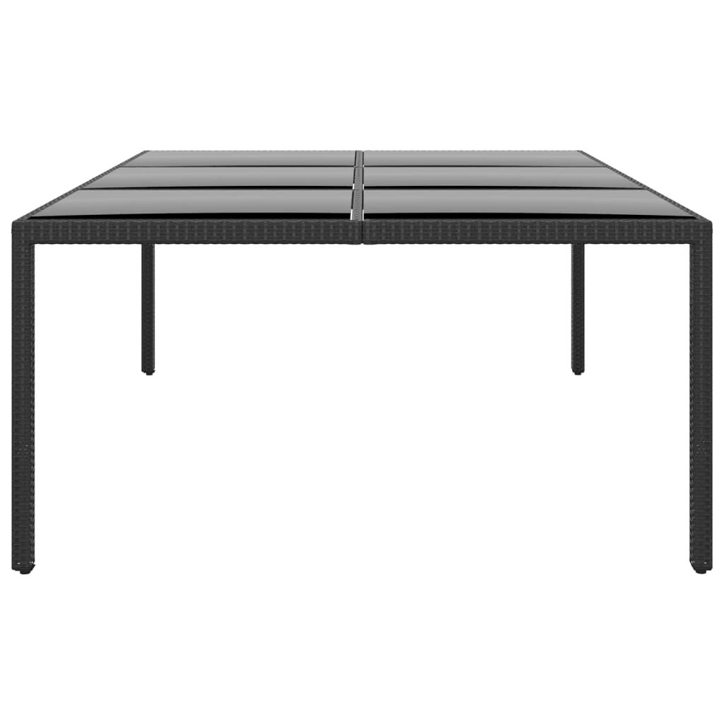 vidaXL Τραπέζι Κήπου Μαύρο 200x150x75 εκ. Ψημένο Γυαλί/Συνθετικό Ρατάν