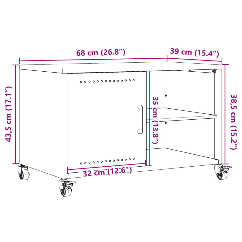 vidaXL Έπιπλο Τηλεόρασης Μαύρο 68x39x43,5 εκ. Χάλυβας