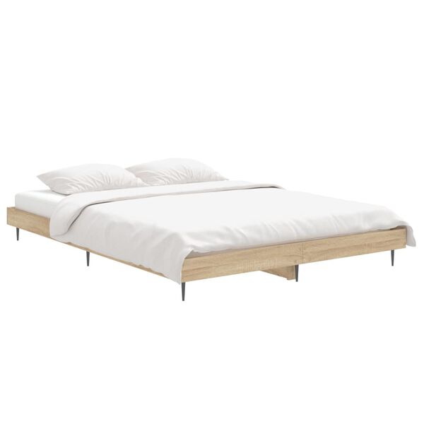 vidaXL Πλαίσιο Κρεβατιού Sonoma Δρυς 135x190 εκ. Επεξεργασμένο Ξύλο