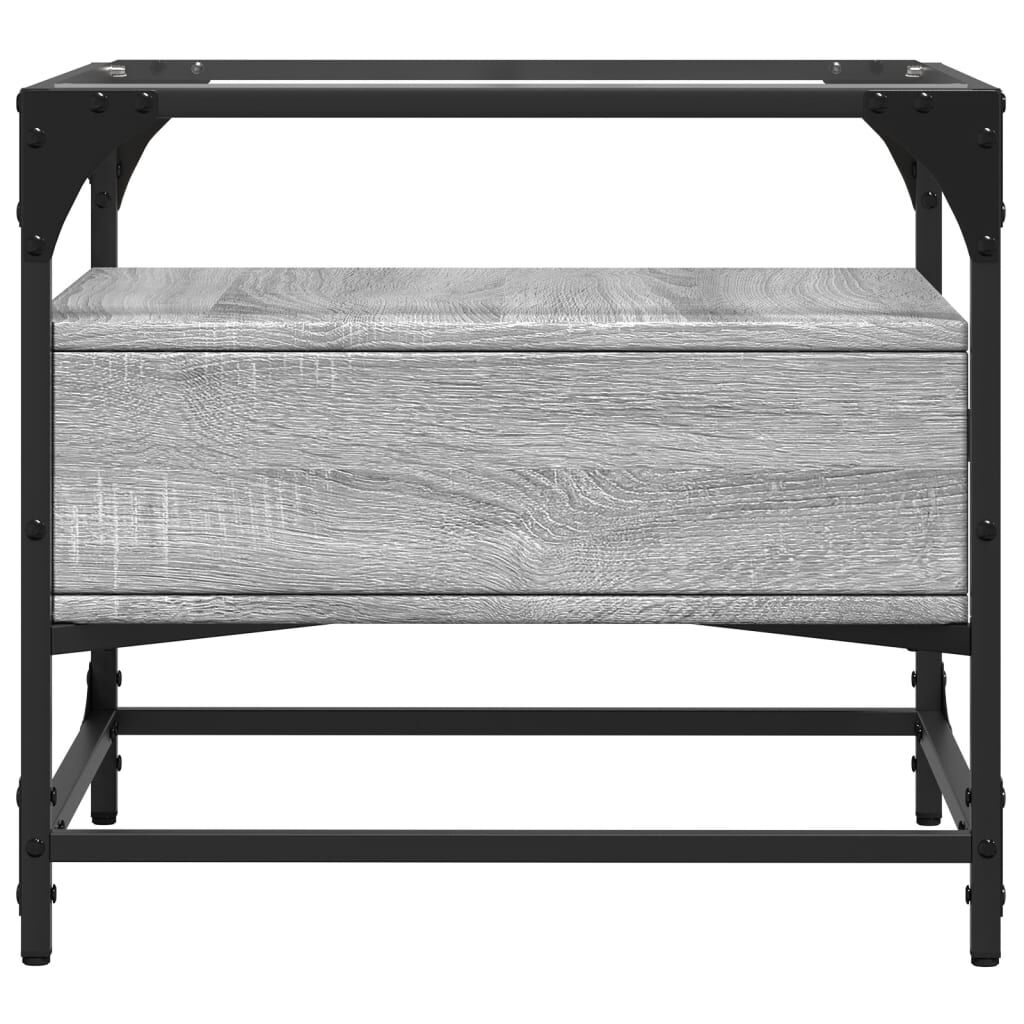 vidaXL Τραπεζάκι Σαλονιού Sonoma Γκρι 50x50x45 εκ. με Γυάλινες Πόρτες